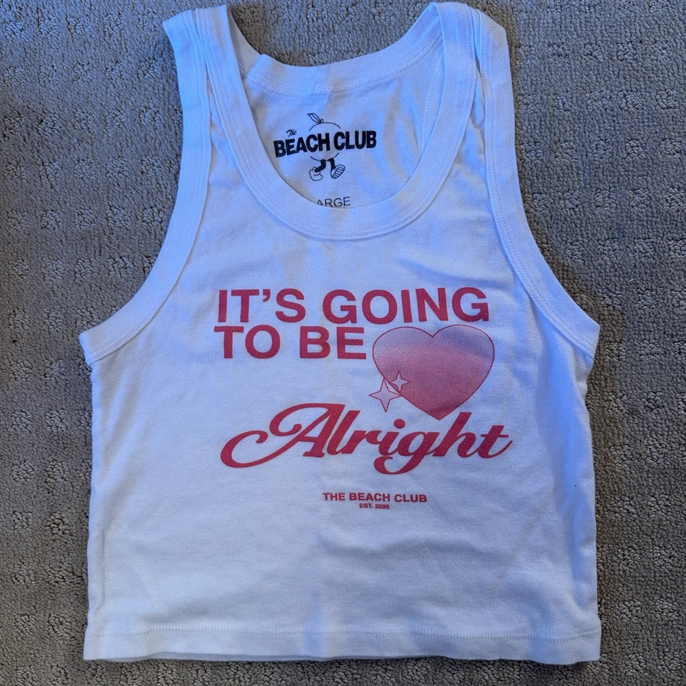 White Tank Top with Pink Print